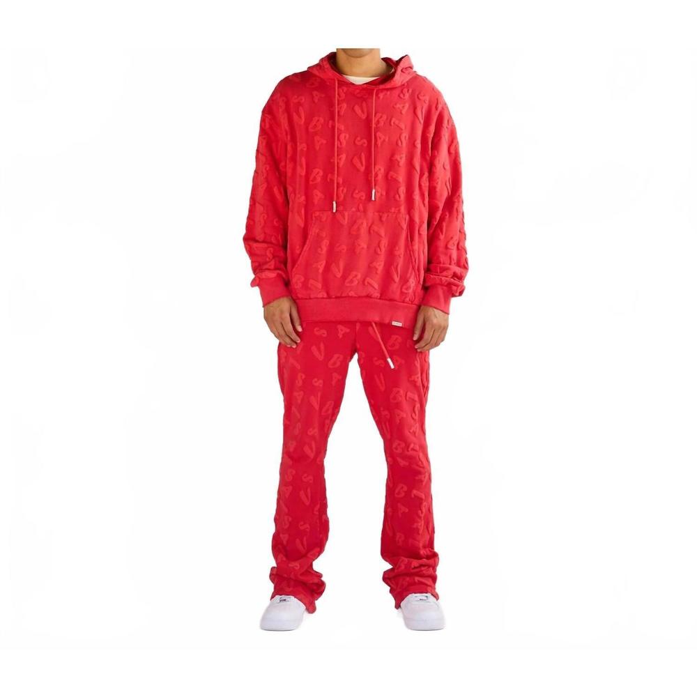 NEW VALABASAS pulse fleece pants and hoodie set in vintage red